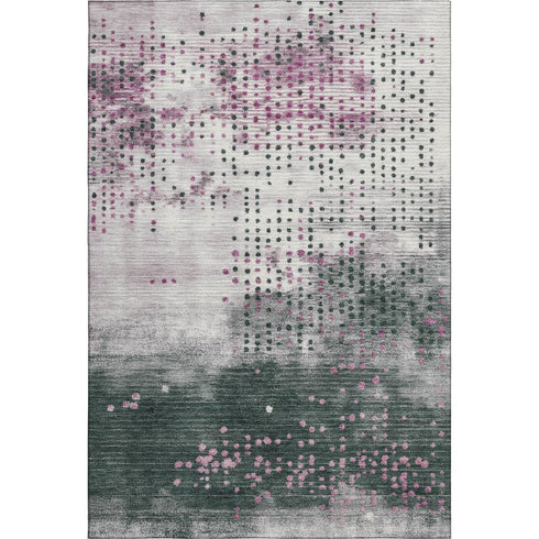 9' X 12' Blush And Emerald Geometric Washable Area Rug With UV Protection