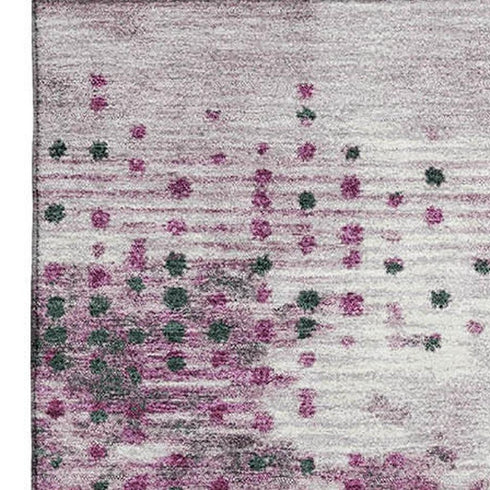 9' X 12' Blush And Emerald Geometric Washable Area Rug With UV Protection