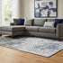 8' X 10' Denim Blue And Chocolate Geometric Washable Area Rug With UV Protection
