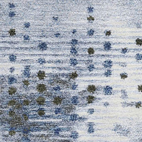 8' X 10' Denim Blue And Chocolate Geometric Washable Area Rug With UV Protection