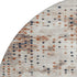 8' Linen And Blue Geometric Washable Round Rug With UV Protection