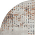 8' Linen And Blue Geometric Washable Round Rug With UV Protection