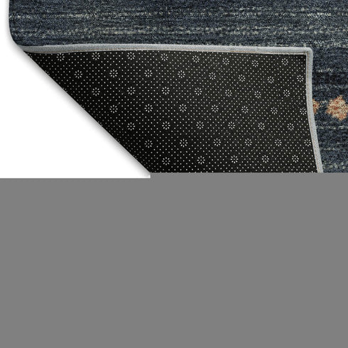 9' X 12' Linen And Blue Geometric Washable Area Rug With UV Protection