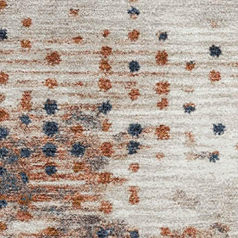 9' X 12' Linen And Blue Geometric Washable Area Rug With UV Protection
