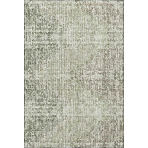 5' X 8' Fern Green And Taupe Geometric Washable Area Rug With UV Protection