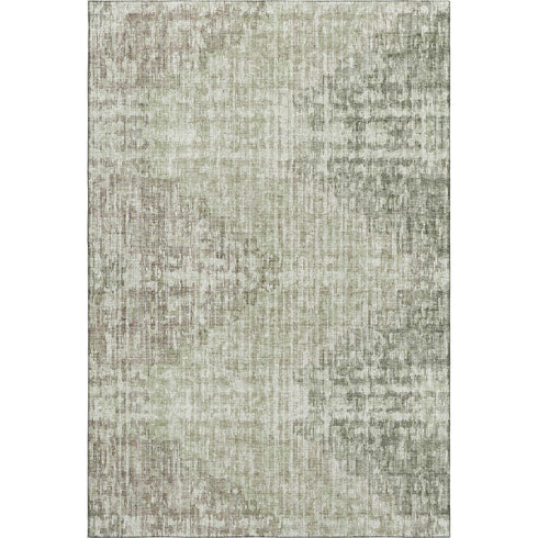 8' X 10' Fern Green And Taupe Geometric Washable Area Rug With UV Protection