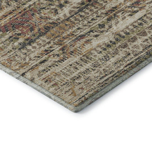 5' X 8' Beige Charcoal And Copper Moroccan Washable Area Rug With UV Protection