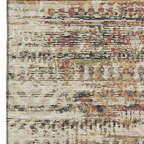 5' X 8' Beige Charcoal And Copper Moroccan Washable Area Rug With UV Protection