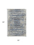 5' X 8' Blue Gray And Beige Moroccan Washable Area Rug With UV Protection