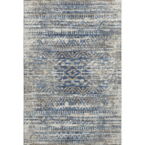 5' X 8' Blue Gray And Beige Moroccan Washable Area Rug With UV Protection