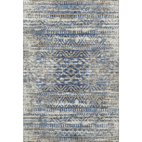 5' X 8' Blue Gray And Beige Moroccan Washable Area Rug With UV Protection