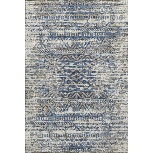 8' X 10' Blue Gray And Beige Moroccan Washable Area Rug With UV Protection
