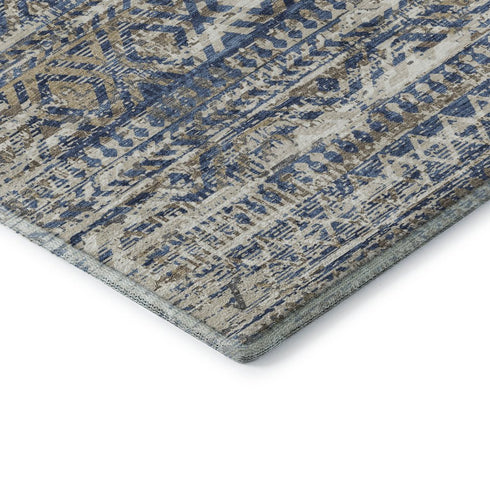 8' X 10' Blue Gray And Beige Moroccan Washable Area Rug With UV Protection
