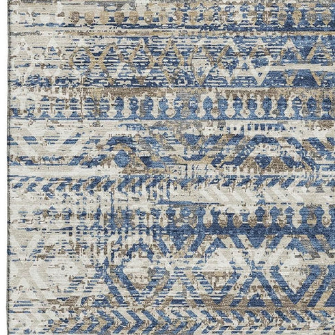 8' X 10' Blue Gray And Beige Moroccan Washable Area Rug With UV Protection