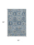 5' X 8' Denim Blue And Gold Oriental Washable Area Rug With UV Protection