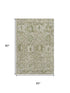 5' X 8' Fern Green And Beige Oriental Washable Area Rug With UV Protection