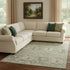8' X 10' Fern Green And Beige Oriental Washable Area Rug With UV Protection