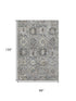 8' X 10' Gray And Silver Oriental Washable Area Rug With UV Protection