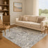 8' X 10' Gray And Silver Oriental Washable Area Rug With UV Protection