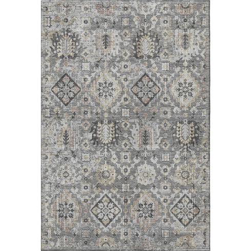8' X 10' Gray And Silver Oriental Washable Area Rug With UV Protection