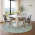 8' Pale Aqua And Ivory Oriental Washable Round Rug With UV Protection