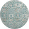 8' Pale Aqua And Ivory Oriental Washable Round Rug With UV Protection
