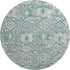 8' Pale Aqua And Ivory Oriental Washable Round Rug With UV Protection