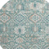 8' Pale Aqua And Ivory Oriental Washable Round Rug With UV Protection