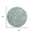 8' Pale Aqua And Ivory Oriental Washable Round Rug With UV Protection