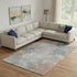 9' X 12' Copper And Blue Abstract Washable Area Rug With UV Protection