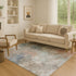 9' X 12' Copper And Blue Abstract Washable Area Rug With UV Protection