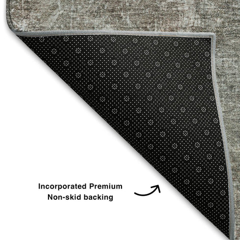 9' X 12' Copper And Blue Abstract Washable Area Rug With UV Protection