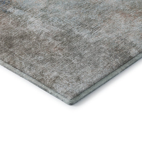 9' X 12' Copper And Blue Abstract Washable Area Rug With UV Protection