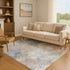 9' X 12' Copper And Blue Abstract Washable Area Rug With UV Protection