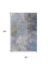 5' X 8' Denim Blue And Brown Abstract Washable Area Rug With UV Protection