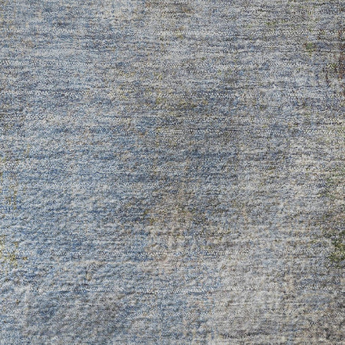 5' X 8' Denim Blue And Brown Abstract Washable Area Rug With UV Protection