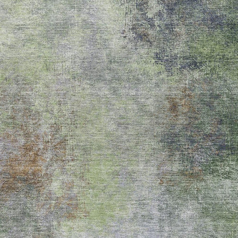 5' X 8' Fern Green And Gray Abstract Washable Area Rug With UV Protection