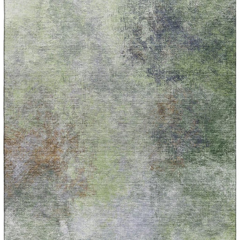 5' X 8' Fern Green And Gray Abstract Washable Area Rug With UV Protection