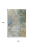 5' X 8' Khaki Blue And Gold Abstract Washable Area Rug With UV Protection