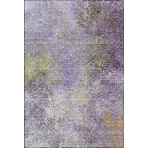 8' X 10' Purple And Green Abstract Washable Area Rug With UV Protection