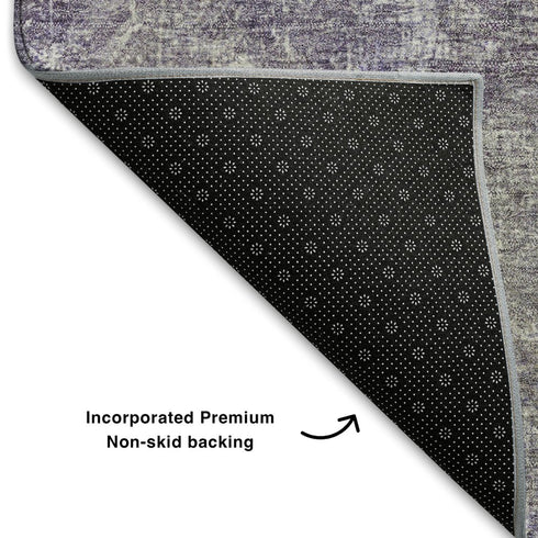 8' X 10' Purple And Green Abstract Washable Area Rug With UV Protection