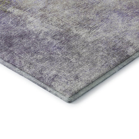 8' X 10' Purple And Green Abstract Washable Area Rug With UV Protection