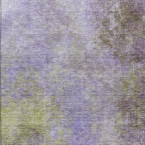 8' X 10' Purple And Green Abstract Washable Area Rug With UV Protection