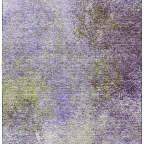 8' X 10' Purple And Green Abstract Washable Area Rug With UV Protection