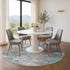 8' Teal And Taupe Abstract Washable Round Rug With UV Protection