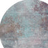 8' Teal And Taupe Abstract Washable Round Rug With UV Protection