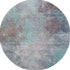 8' Teal And Taupe Abstract Washable Round Rug With UV Protection