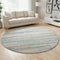 8' Linen Copper And Ivory Striped Washable Round Rug With UV Protection