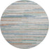 8' Linen Copper And Ivory Striped Washable Round Rug With UV Protection
