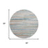 8' Linen Copper And Ivory Striped Washable Round Rug With UV Protection